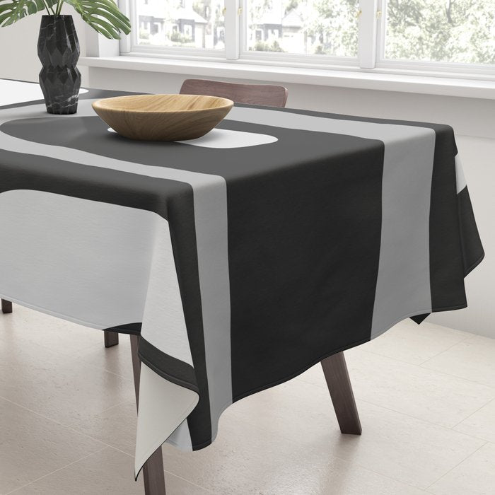Mid-Century Modern Piquet Minimalist Abstract Pattern in Gray Tablecloth Gallery Image 3