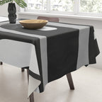 Mid-Century Modern Piquet Minimalist Abstract Pattern in Gray Tablecloth Gallery Image 3