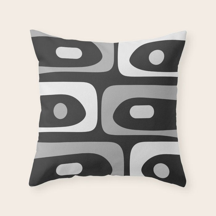 Mid-Century Modern Piquet Minimalist Abstract Pattern in Gray Throw Pillow Gallery Image 1