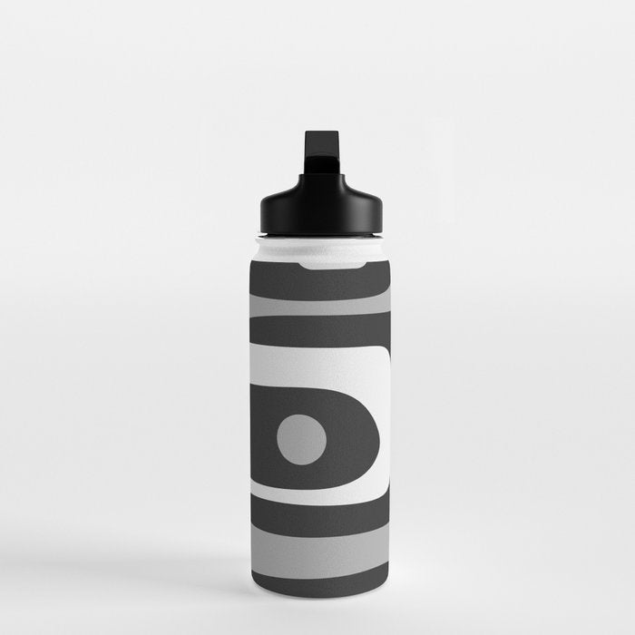 Mid-Century Modern Piquet Minimalist Abstract Pattern in Gray Water Bottle Gallery Image 3