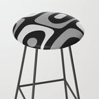 Mid-Century Modern Piquet Minimalist Abstract Pattern in Gray Stool Gallery Image 2