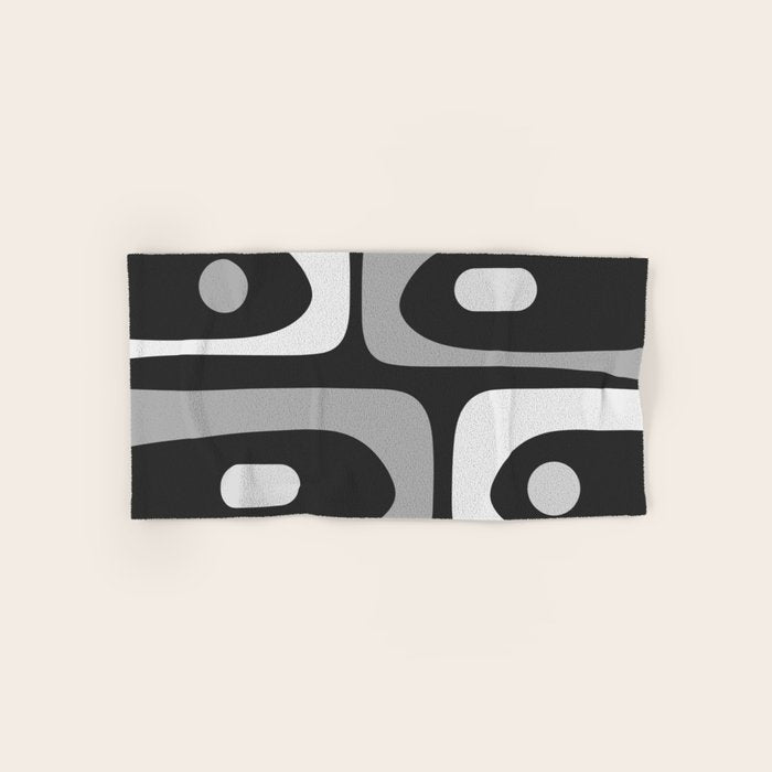 Mid-Century Modern Piquet Minimalist Abstract Pattern in Gray Bath Towel Gallery Image 1