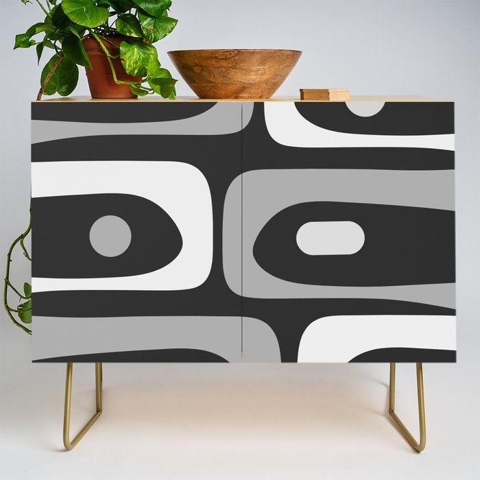 Mid-Century Modern Piquet Minimalist Abstract Pattern in Gray Credenza Gallery Image 1