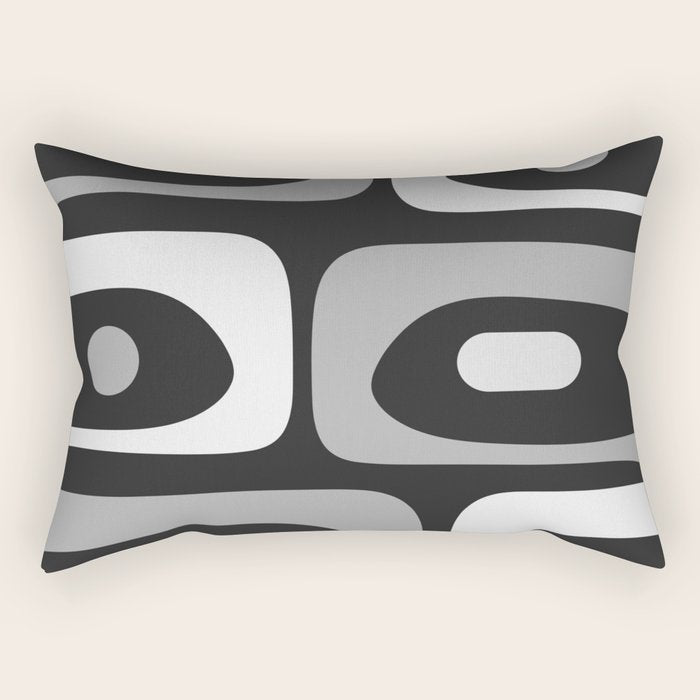 Mid-Century Modern Piquet Minimalist Abstract Pattern in Gray Rectangular Pillow Gallery Image 1