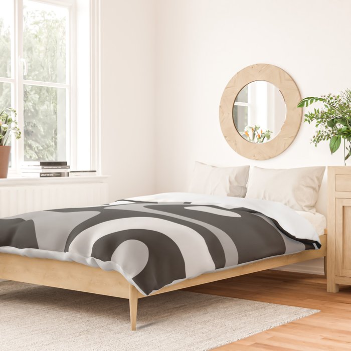 Mid-Century Modern Piquet Minimalist Abstract Pattern in Gray Duvet Cover Gallery Image 2