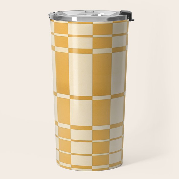 Abstract Yellow Retro Eclectic Pattern Travel Mug Gallery Image 2