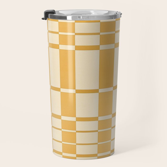 Abstract Yellow Retro Eclectic Pattern Travel Mug Gallery Image 3