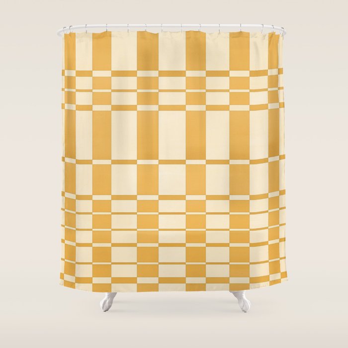 Abstract Yellow Retro Eclectic Pattern Shower Curtain Gallery Image 1