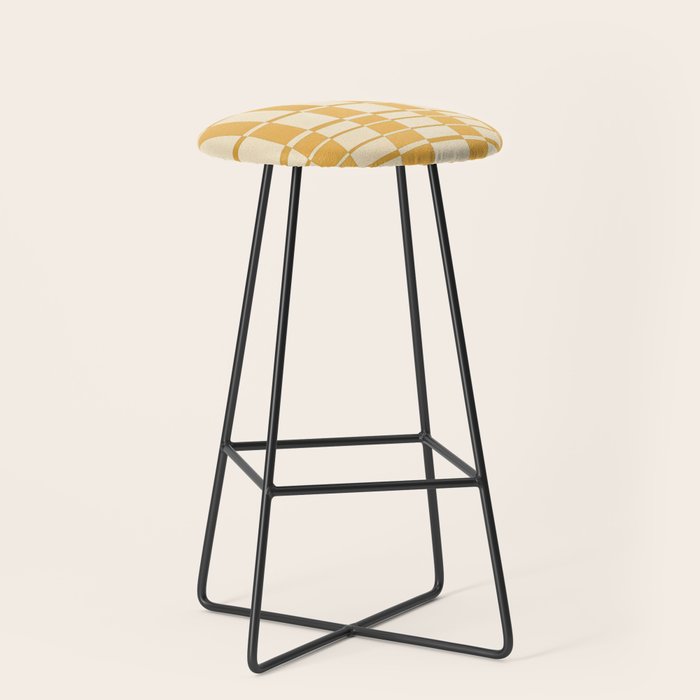 Abstract Yellow Retro Eclectic Pattern Stool Gallery Image 1
