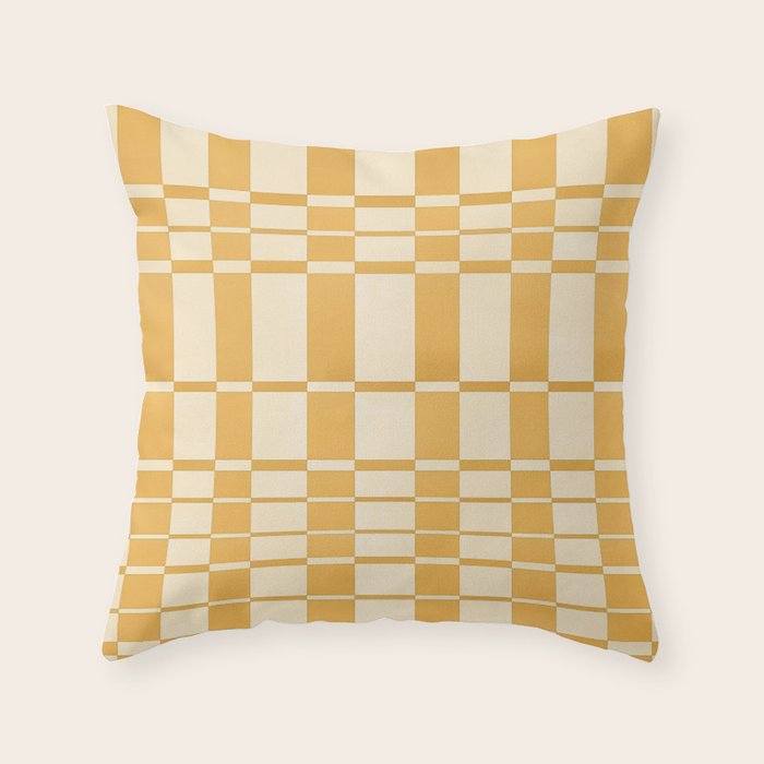 Abstract Yellow Retro Eclectic Pattern Throw Pillow Gallery Image 6