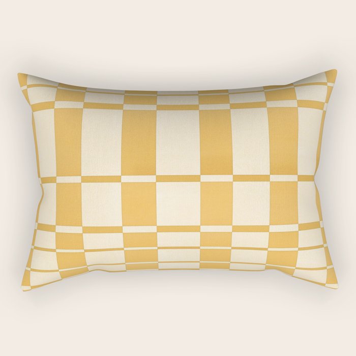Abstract Yellow Retro Eclectic Pattern Rectangular Pillow Gallery Image 2