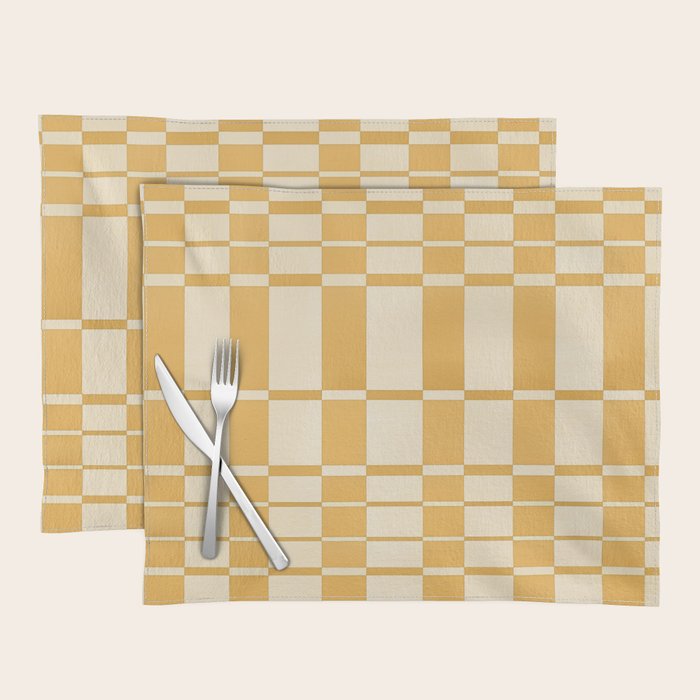 Abstract Yellow Retro Eclectic Pattern Placemat Gallery Image 1