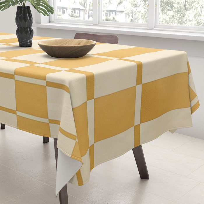 Abstract Yellow Retro Eclectic Pattern Tablecloth Gallery Image 3