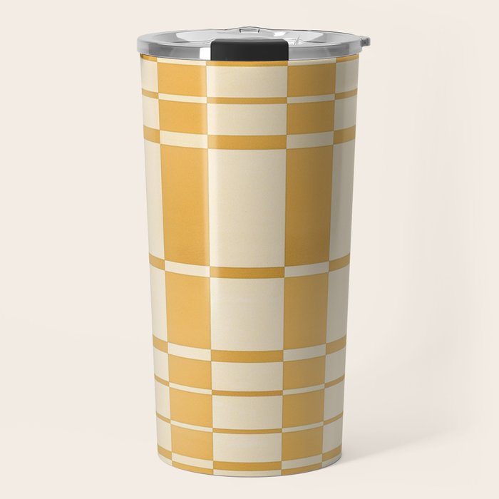 Abstract Yellow Retro Eclectic Pattern Travel Mug Gallery Image 1