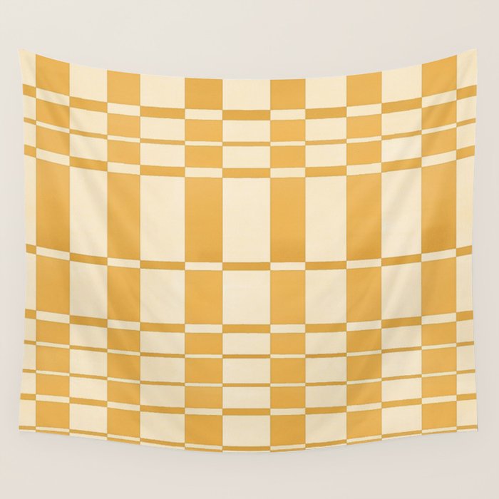 Abstract Yellow Retro Eclectic Pattern Wall Tapestry Gallery Image 1