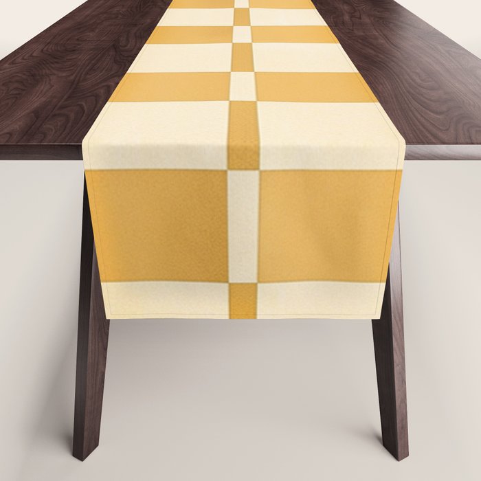 Abstract Yellow Retro Eclectic Pattern Table Runner Gallery Image 1