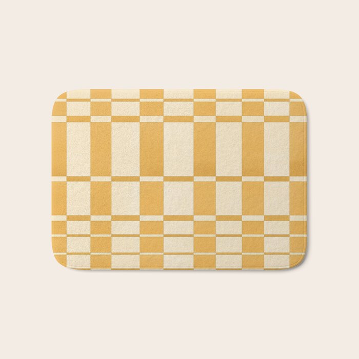 Abstract Yellow Retro Eclectic Pattern Bath Mat Gallery Image 1