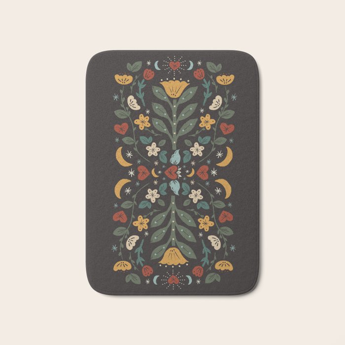 Folk Floral | Fall Colors Bath Mat Gallery Image 1