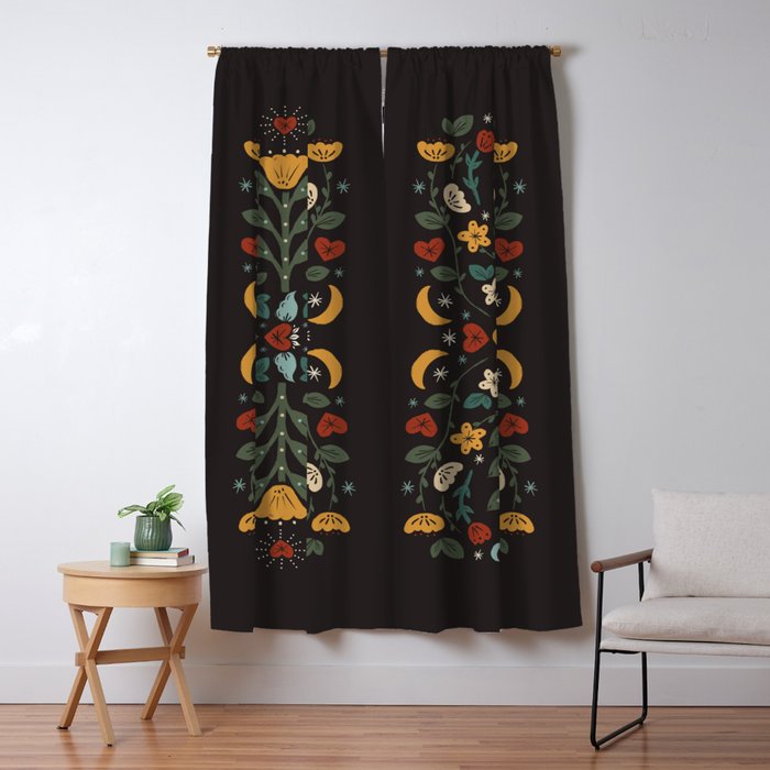 Folk Floral | Fall Colors Window Curtain Gallery Image 5
