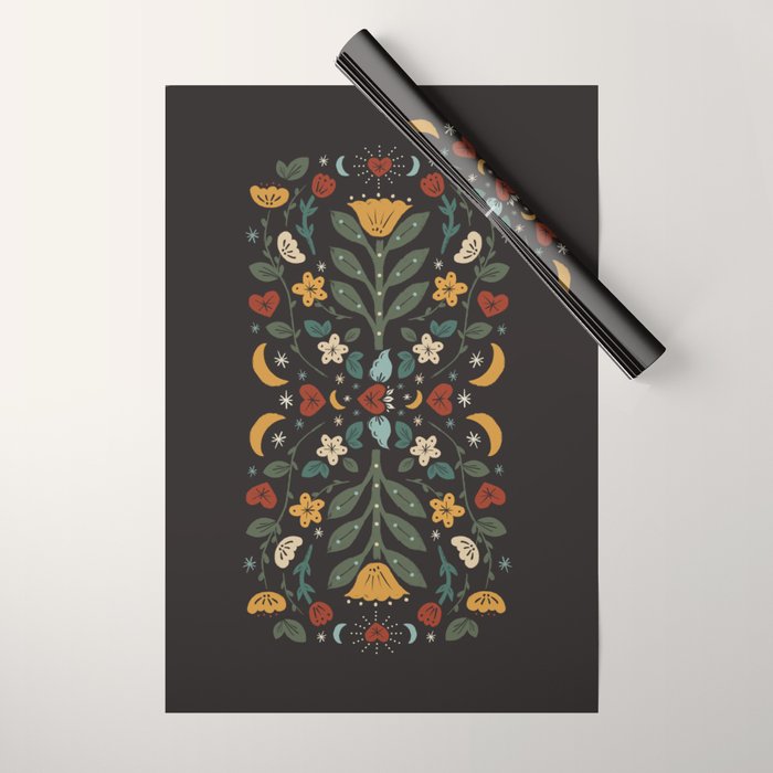 Folk Floral | Fall Colors Wrapping Paper Gallery Image 1