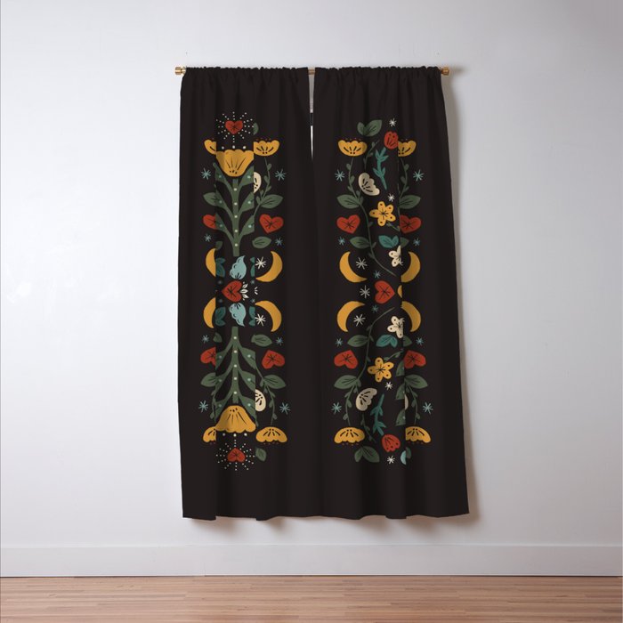 Folk Floral | Fall Colors Window Curtain Gallery Image 3