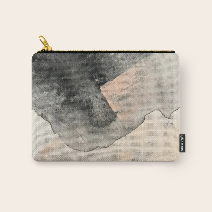 Peace and Quiet [2]: a pretty, minimal abstract piece in gray and peach by Alyssa Hamilton Art Carry All Pouch Gallery Image 1