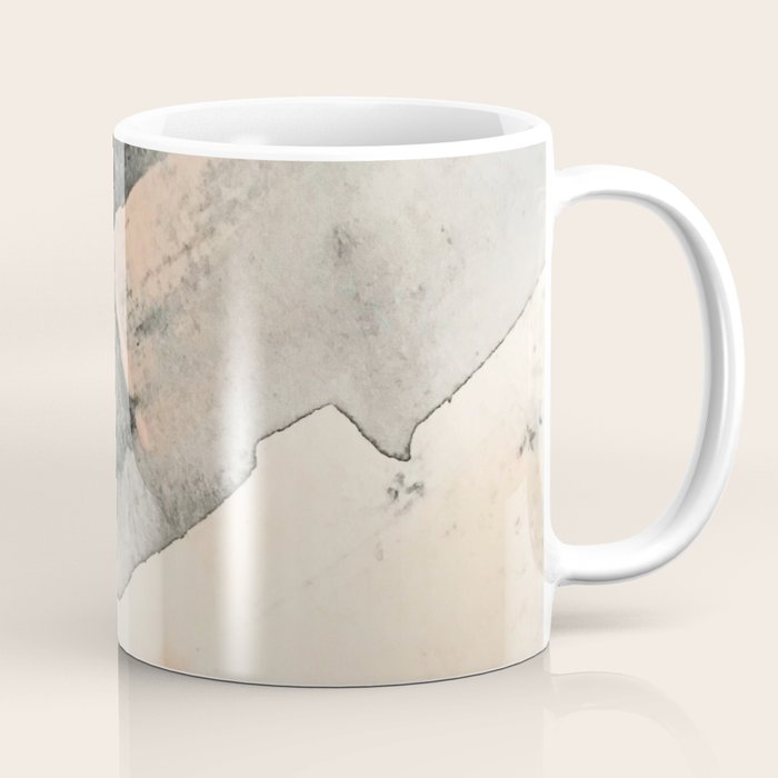 Peace and Quiet [2]: a pretty, minimal abstract piece in gray and peach by Alyssa Hamilton Art Coffee Mug Gallery Image 1
