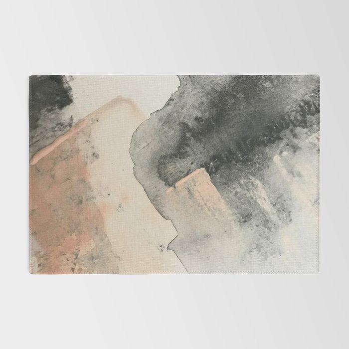 Peace and Quiet [2]: a pretty, minimal abstract piece in gray and peach by Alyssa Hamilton Art Rug Gallery Image 2