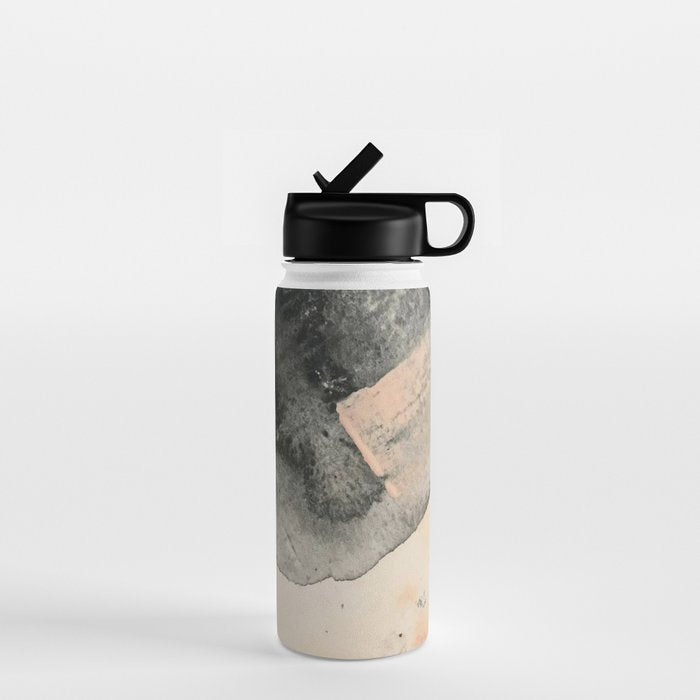 Peace and Quiet [2]: a pretty, minimal abstract piece in gray and peach by Alyssa Hamilton Art Water Bottle Gallery Image 1