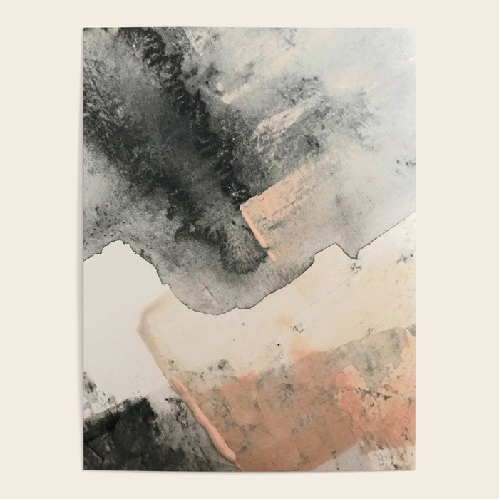 Peace and Quiet [2]: a pretty, minimal abstract piece in gray and peach by Alyssa Hamilton Art Poster Gallery Image 4