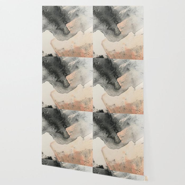 Peace and Quiet [2]: a pretty, minimal abstract piece in gray and peach by Alyssa Hamilton Art Wallpaper Gallery Image 2