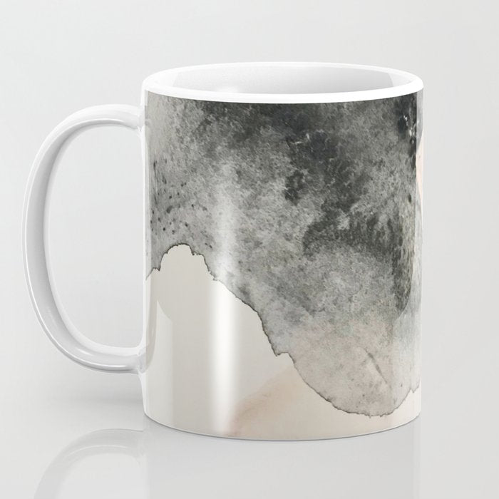 Peace and Quiet [2]: a pretty, minimal abstract piece in gray and peach by Alyssa Hamilton Art Coffee Mug Gallery Image 3