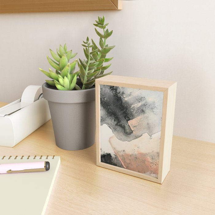 Peace and Quiet [2]: a pretty, minimal abstract piece in gray and peach by Alyssa Hamilton Art Mini Art Print Gallery Image 2