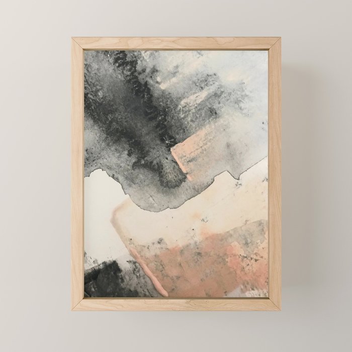 Peace and Quiet [2]: a pretty, minimal abstract piece in gray and peach by Alyssa Hamilton Art Mini Art Print Gallery Image 1