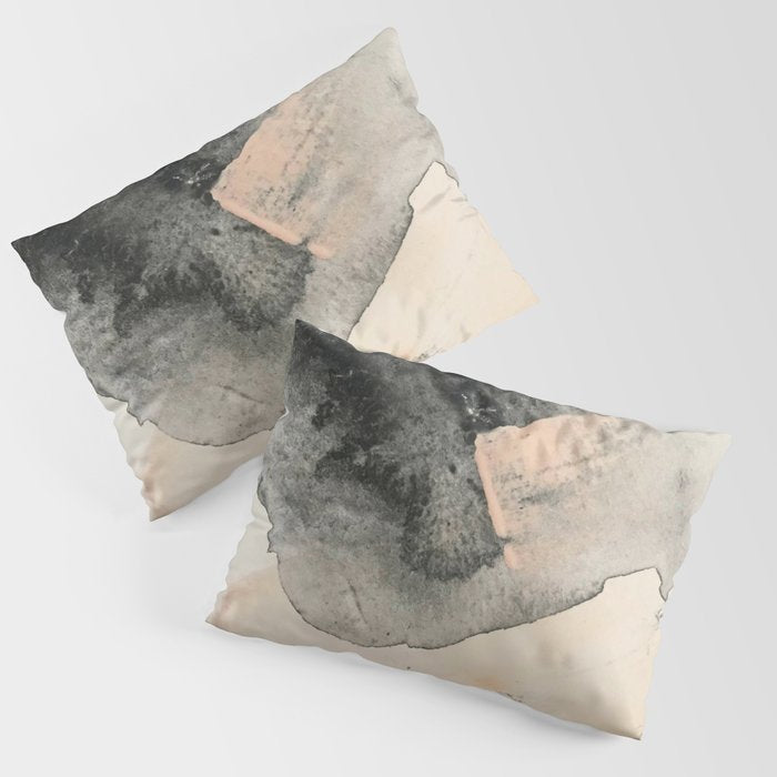 Peace and Quiet [2]: a pretty, minimal abstract piece in gray and peach by Alyssa Hamilton Art Pillow Sham Gallery Image 3