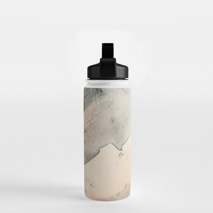 Peace and Quiet [2]: a pretty, minimal abstract piece in gray and peach by Alyssa Hamilton Art Water Bottle Gallery Image 2