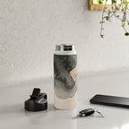 Peace and Quiet [2]: a pretty, minimal abstract piece in gray and peach by Alyssa Hamilton Art Water Bottle Gallery Image 4