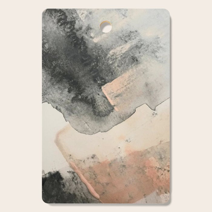 Peace and Quiet [2]: a pretty, minimal abstract piece in gray and peach by Alyssa Hamilton Art Cutting Board Gallery Image 1
