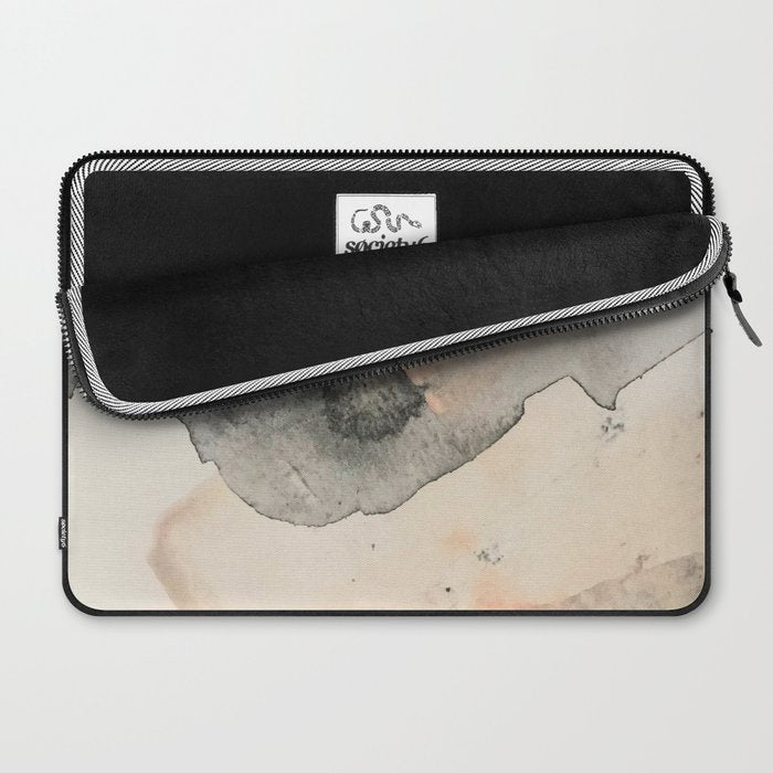 Peace and Quiet [2]: a pretty, minimal abstract piece in gray and peach by Alyssa Hamilton Art Laptop Sleeve Gallery Image 2