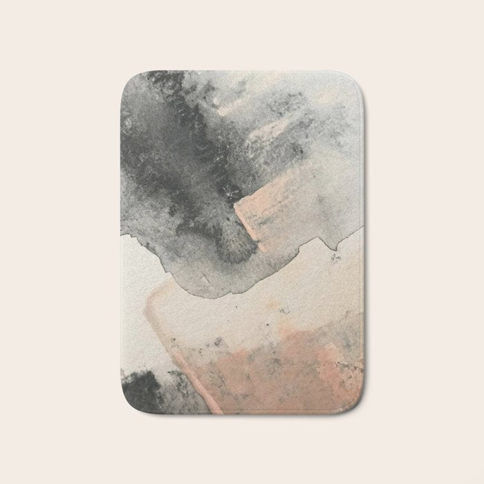 Peace and Quiet [2]: a pretty, minimal abstract piece in gray and peach by Alyssa Hamilton Art Bath Mat Gallery Image 1