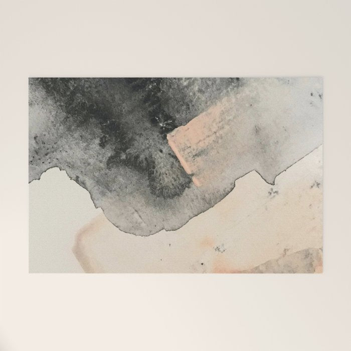 Peace and Quiet [2]: a pretty, minimal abstract piece in gray and peach by Alyssa Hamilton Art Welcome Mat Gallery Image 1