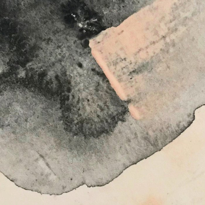 Peace and Quiet [2]: a pretty, minimal abstract piece in gray and peach by Alyssa Hamilton Art Coffee Mug Gallery Image 2