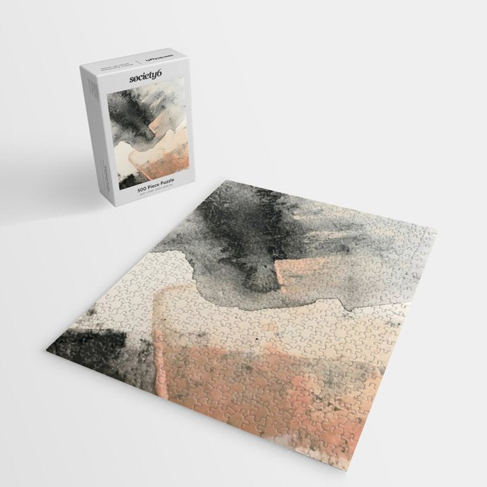 Peace and Quiet [2]: a pretty, minimal abstract piece in gray and peach by Alyssa Hamilton Art Jigsaw Puzzle Gallery Image 2