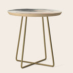 Peace and Quiet [2]: a pretty, minimal abstract piece in gray and peach by Alyssa Hamilton Art Side Table Gallery Image 1