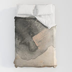 Peace and Quiet [2]: a pretty, minimal abstract piece in gray and peach by Alyssa Hamilton Art Duvet Cover Gallery Image 6