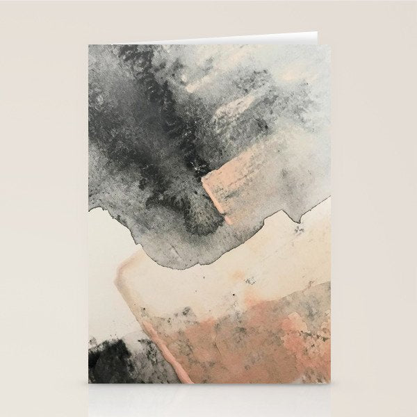 Peace and Quiet [2]: a pretty, minimal abstract piece in gray and peach by Alyssa Hamilton Art Stationery Card Gallery Image 2