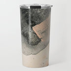 Peace and Quiet [2]: a pretty, minimal abstract piece in gray and peach by Alyssa Hamilton Art Travel Mug Gallery Image 1