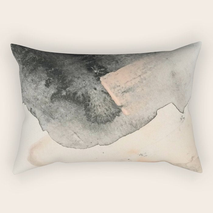 Peace and Quiet [2]: a pretty, minimal abstract piece in gray and peach by Alyssa Hamilton Art Rectangular Pillow Gallery Image 2