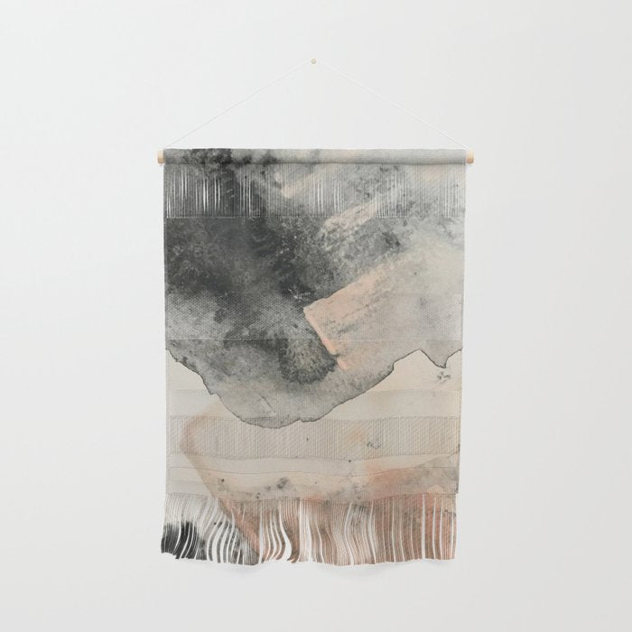 Peace and Quiet [2]: a pretty, minimal abstract piece in gray and peach by Alyssa Hamilton Art Wall Hanging Gallery Image 1