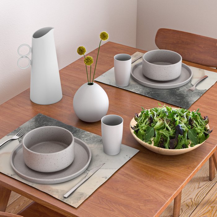 Peace and Quiet [2]: a pretty, minimal abstract piece in gray and peach by Alyssa Hamilton Art Placemat Gallery Image 2